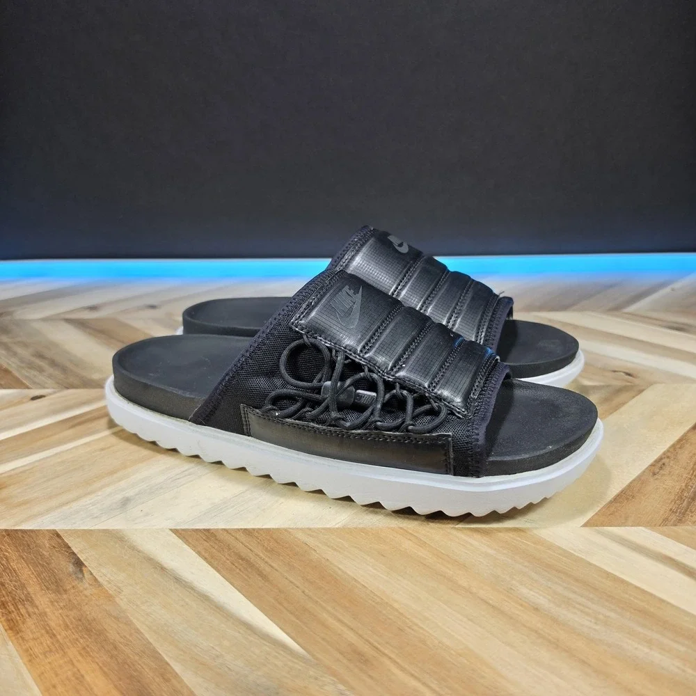 Nike Men's Asuna Slide Sandals Size 10 CW9703-002 Black/White Adjustable Shoes